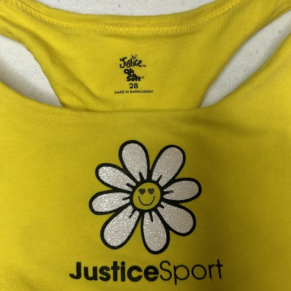 Justice Girls Yellow Foral Sports bra size 28 - Picture 2 of 9